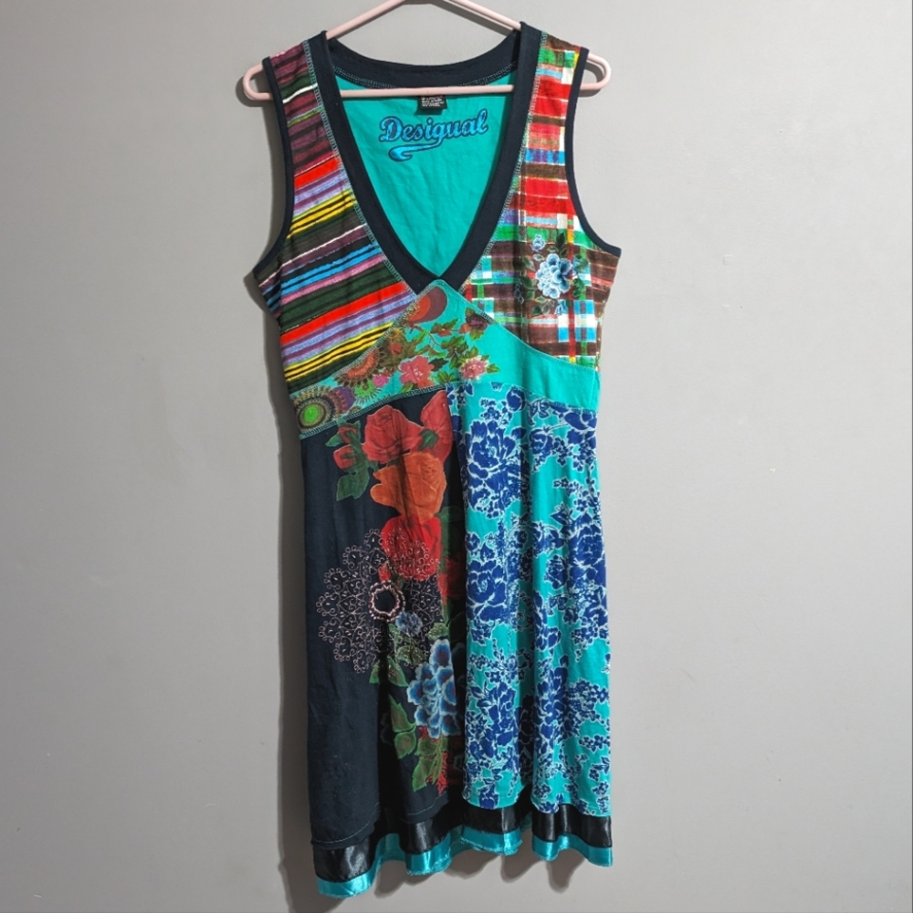 Desigual Abstract floral multicolor midi  day dress sleeveless